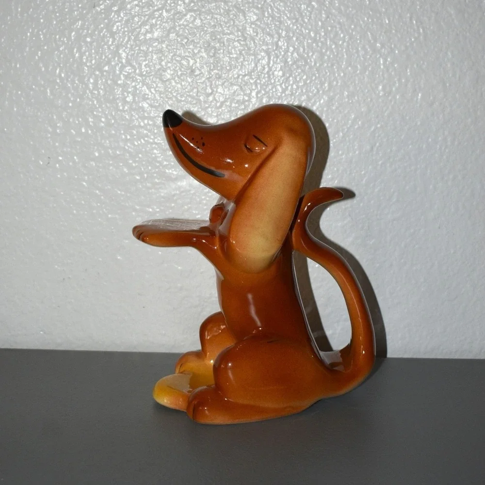 Frank & Meyer Dachshund Figurine Unisex OS Brown Excellent Vintage Ceramic Dog